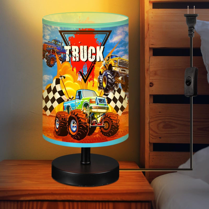 Glooglitter Monster Truck Themed Table Lamp 3 Colors Dimmable Lights 9.72 x 5.12 Inch Monster Truck Themed Night Light Bedside Lamps Decoration for Bedroom Desk Birthday Gifts for Christmas Home Decor - Image 1