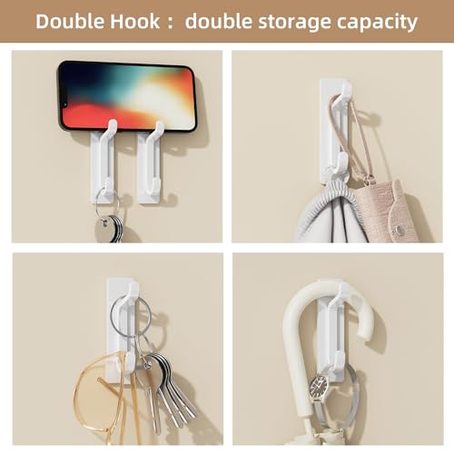 pickpiff Wall Hooks for Coat and Towel: 13LB Adhesive Door Hanger Stick on, White 6 Pack - Image 5