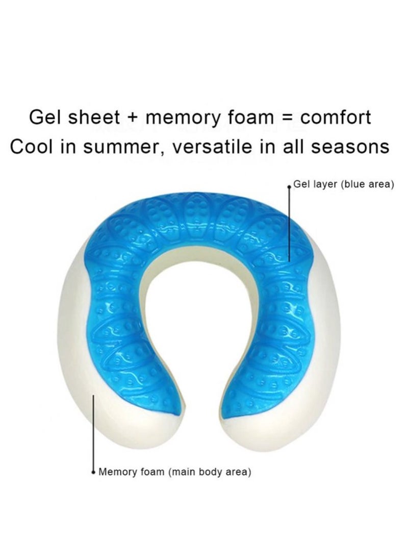 HEXAR وسادة سفر من إسفنج ميموري جل تبريد، وسادة للرقبة على شكل حرف U توفر أفضل دعم للرقبة والرأس أثناء السفر والمكتب - Image 5