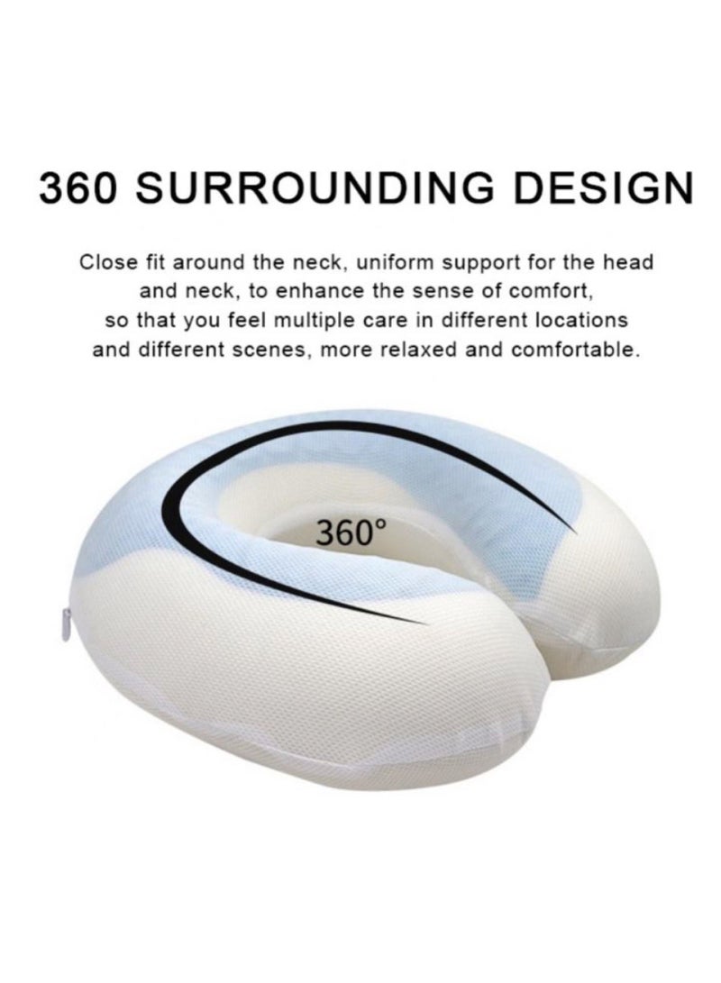 HEXAR وسادة سفر من إسفنج ميموري جل تبريد، وسادة للرقبة على شكل حرف U توفر أفضل دعم للرقبة والرأس أثناء السفر والمكتب - Image 4