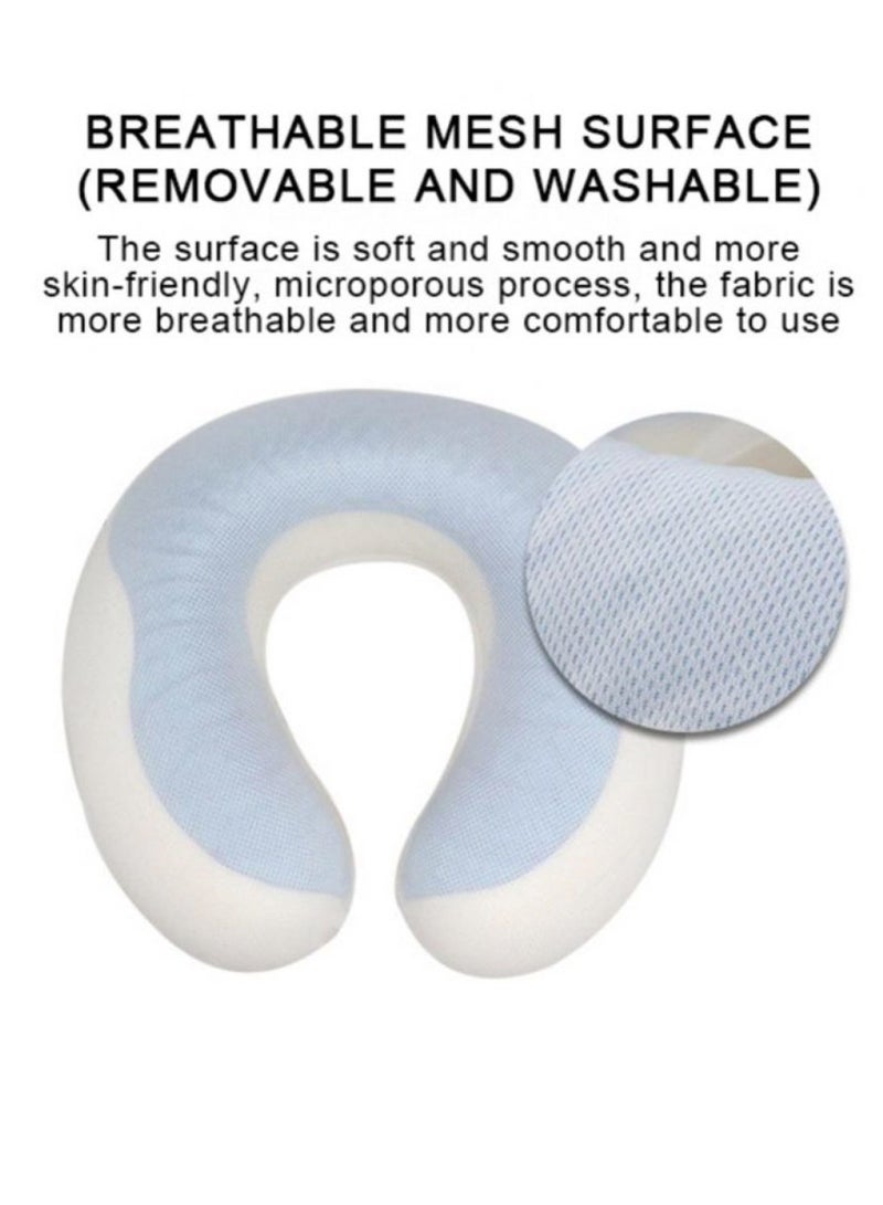 HEXAR وسادة سفر من إسفنج ميموري جل تبريد، وسادة للرقبة على شكل حرف U توفر أفضل دعم للرقبة والرأس أثناء السفر والمكتب - Image 3