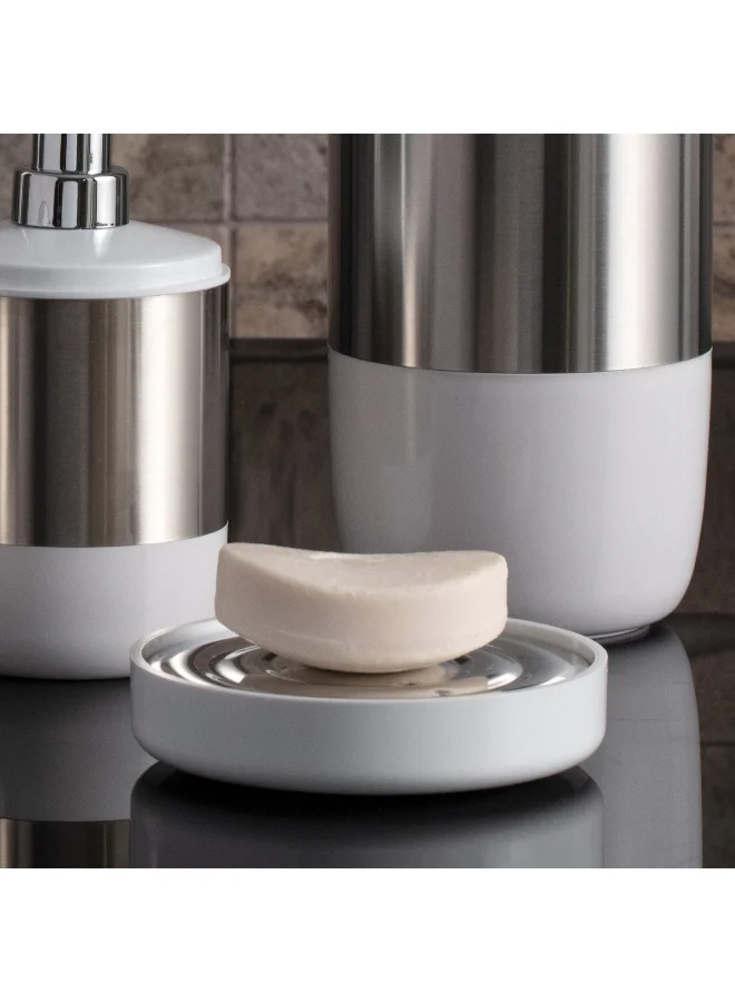 بريمانوفا ليما صحن صابون دائري مصنوع من البلاستيك عالي الجودة باللون الأبيض، بأبعاد 3 × 12.8 × 12.8 سم