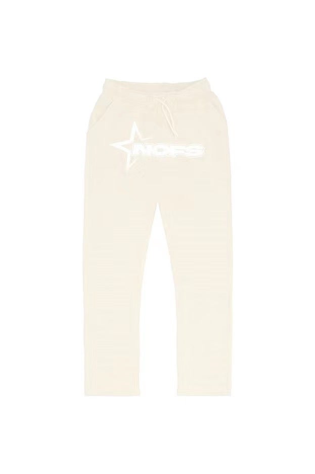 2023 fashion fashion brand letter print loose sweater trousers hip hop streetwear men and women pullover casual suit Apricot pants