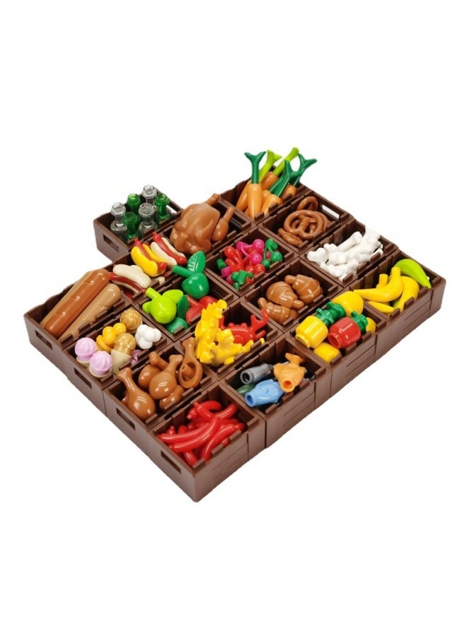 Moc Radish Food Fruit Wooden Frame Bread Small Particle Building Blocks Handheld Banana Pineapple Plastic Toy Spare Parts - Image 3