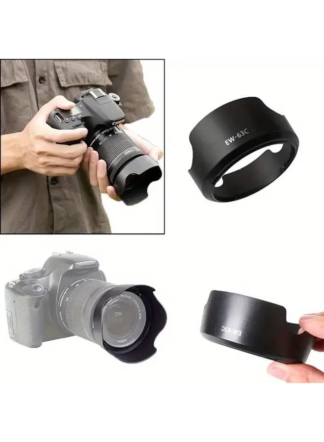 Black Lens Hood For Canon EW 63C EF S 18 55 STM IS RF24 50mm STM Rebel T7 EOS R8 - Image 2