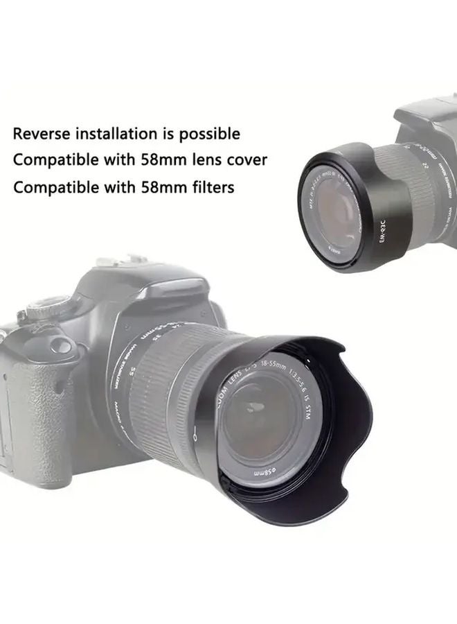 Black Lens Hood For Canon EW 63C EF S 18 55 STM IS RF24 50mm STM Rebel T7 EOS R8 - Image 3