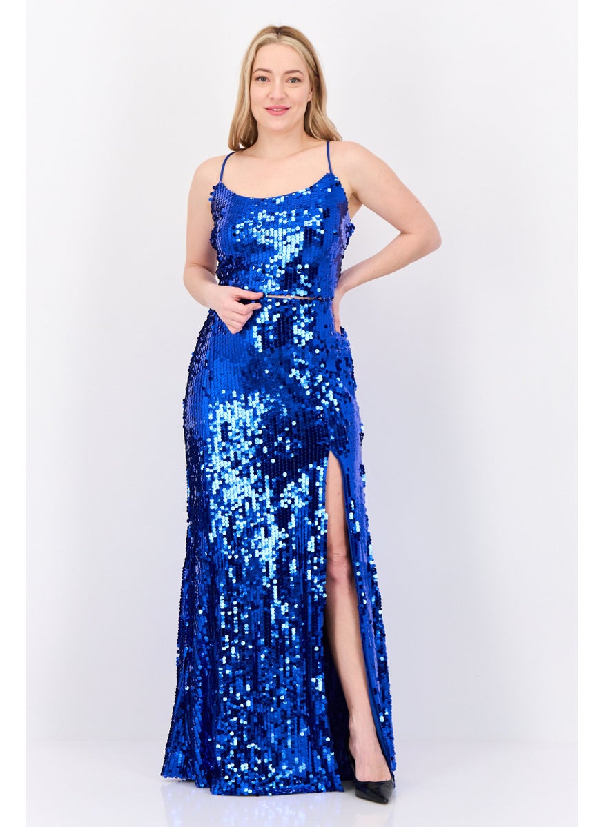 Lulus Women 2 Pcs Sequins Pattern Maxi Dress, Blue  - Image 1