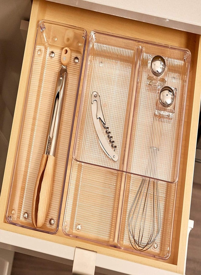 RABBONIX Acrylic Transparent Drawer Storage Organizer Box For Kitchen Utensil, Office, Desks, Cosmetics And Bathrooms Etc | Size 22.86 Cm X 7.62 Cm |Pack Of 02 - Image 2