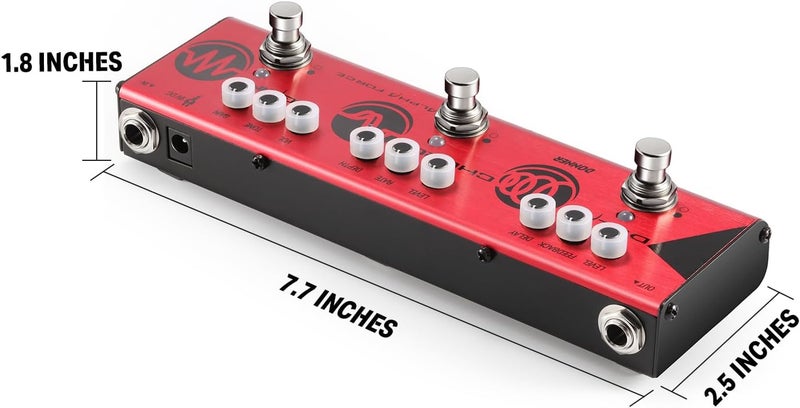 Donner Multi Guitar Effect Pedal Alpha Force 3 in 1 Effects Delay Chorus High Gain Distortion Pedal with Adapter - Image 5