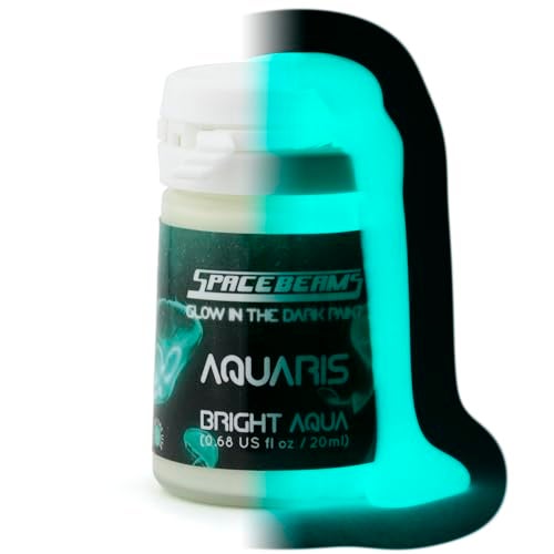 SpaceBeams Aquaris Glow in the Dark Paint (0.68 Fl Oz) Bright Aqua Glow (Light Blue/Turquoise), Non-Toxic, Water Based - Image 1