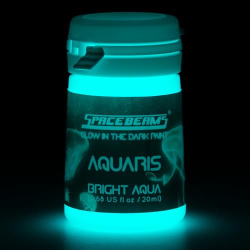 SpaceBeams Aquaris Glow in the Dark Paint (0.68 Fl Oz) Bright Aqua Glow (Light Blue/Turquoise), Non-Toxic, Water Based - Image 3