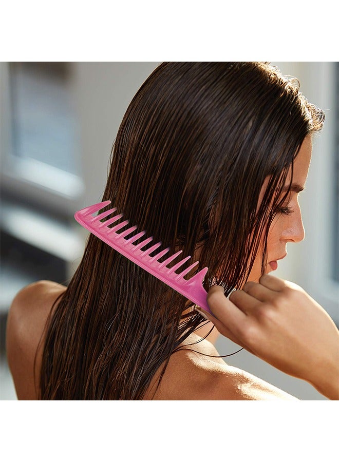 Generic 2 Pcs Large Wide Tooth Combs Anti-static Large Comb, Candy Colors Anti Static Hair Detangler All Course Handled Comb for Long Hair and Curly Hair (Pink+Lake Blue) - Image 4
