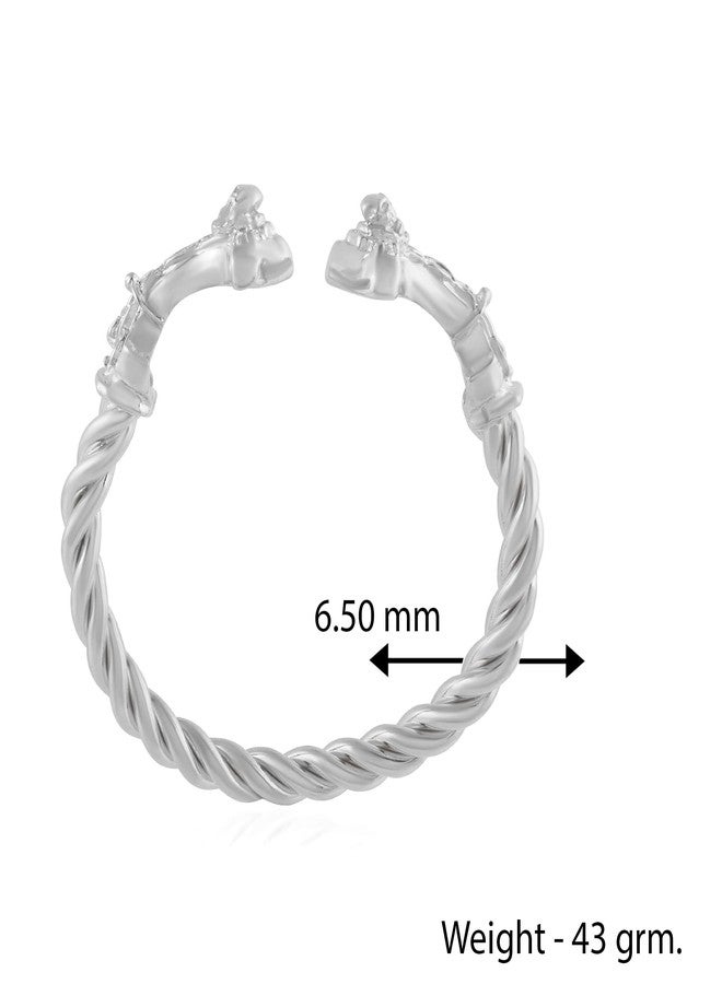 Superstore18 Brass Anti Tarnish Silverplated Satan Skull Head Designer Fashion Kada for Men and Women (SST5992KDGS) - Image 4