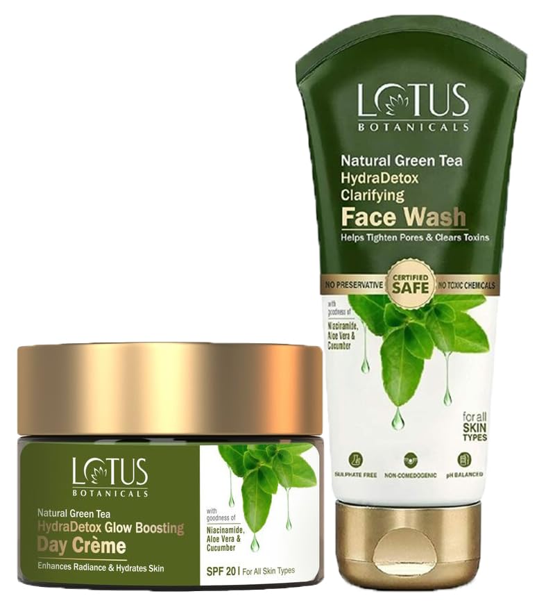 LOTUS BOTANICALS Lotus Botanicals Natural Green Tea Day Cream50g Face Wash100g Set of 2  - Image 1