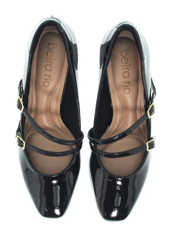 Beira Rio BLACK Beira Rio Ladies Mid Heel Shoes Black | Made In Brazil for Women | Best Price UAE
