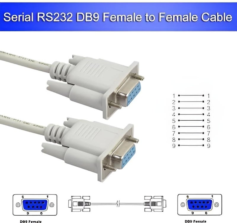 MESHIV كابل DB9 أنثى إلى أنثى، كابل تسلسلي DB9 RS232 9 دبابيس أنثى (3 متر) - Image 5