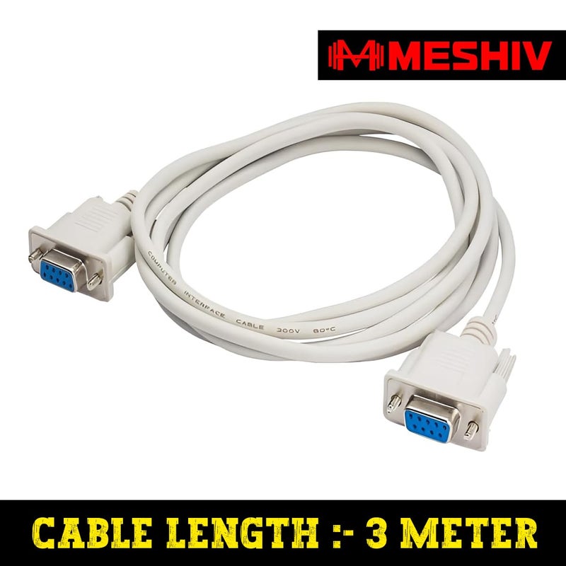 MESHIV كابل DB9 أنثى إلى أنثى، كابل تسلسلي DB9 RS232 9 دبابيس أنثى (3 متر) - Image 2