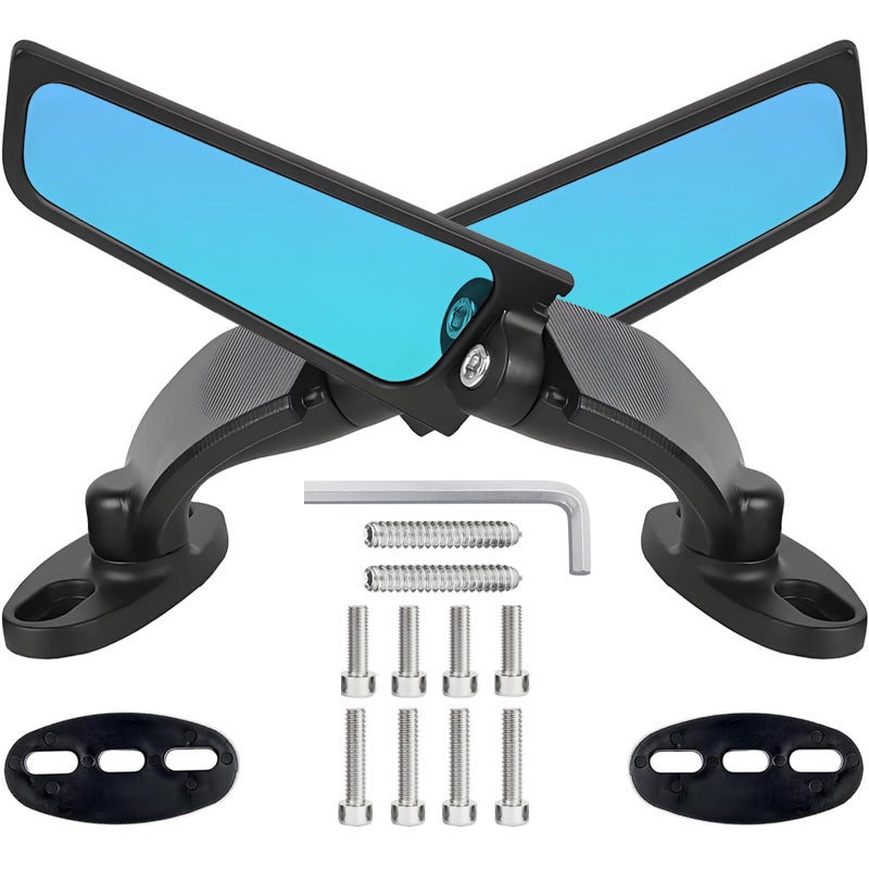 Scerymo Anti-Glare Motorcycle Rear View Mirrors, 360Â° Rotating Stealth Mirror, Adjustable Side Mirrors, for Kawasaki Ninja 300 400 500 650, Honda CBR300R CBR500R CBR600RR CBR1000RR, Suzuki GSXR 600 750 1000 - Image 1