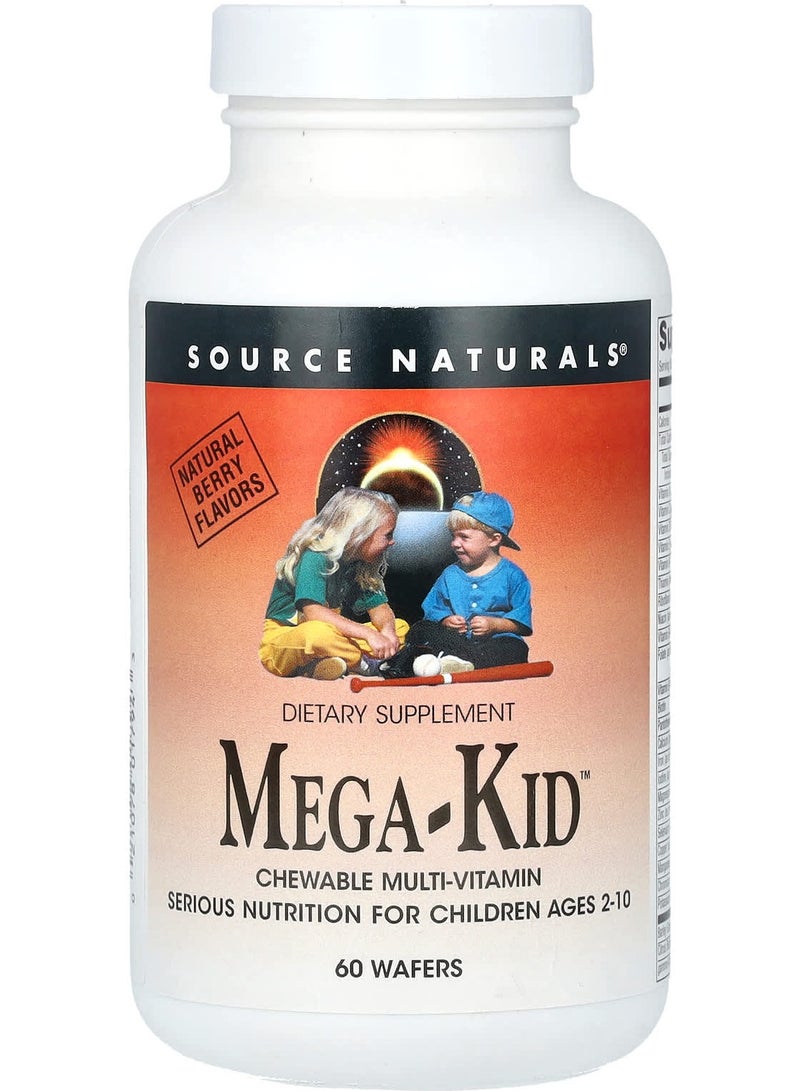 Mega-Kid, Chewable Multi-Vitamin, Ages 2-10, Natural Berry, 60 Wafers