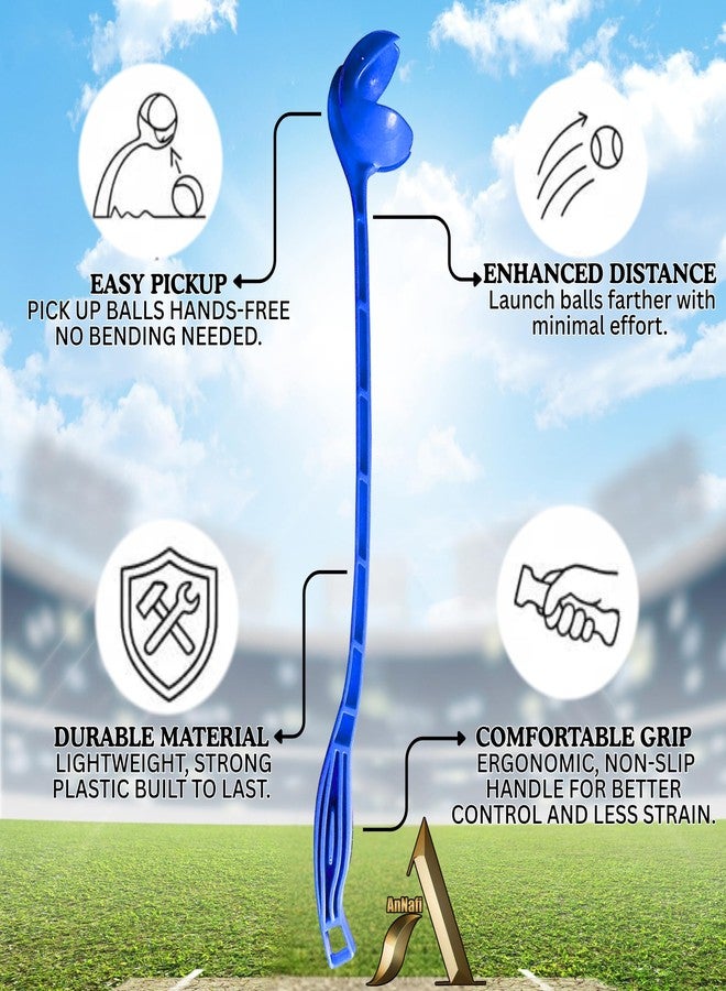 AnNafi Speed Arm Ball Thrower - Cricket Practice & Fetch Fold Launcher Set (with Tennis Ball, Blue) - Image 4