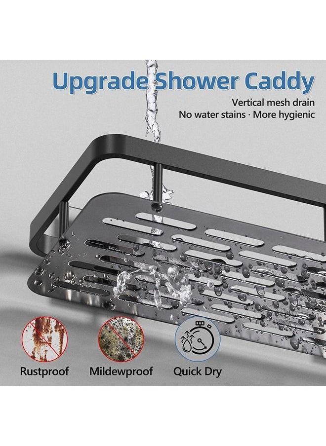 Arabest - Shower Caddy, No Drilling Adhesive Shower Shelf for Bathroom Storage, Rustproof Stainless Steel Shower Organizer Wall Mounted, 2 PCS (Black) - Image 1