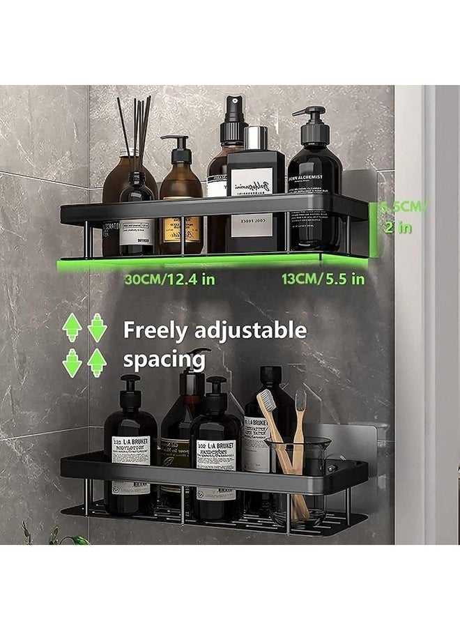Arabest - Shower Caddy, No Drilling Adhesive Shower Shelf for Bathroom Storage, Rustproof Stainless Steel Shower Organizer Wall Mounted, 2 PCS (Black) - Image 1