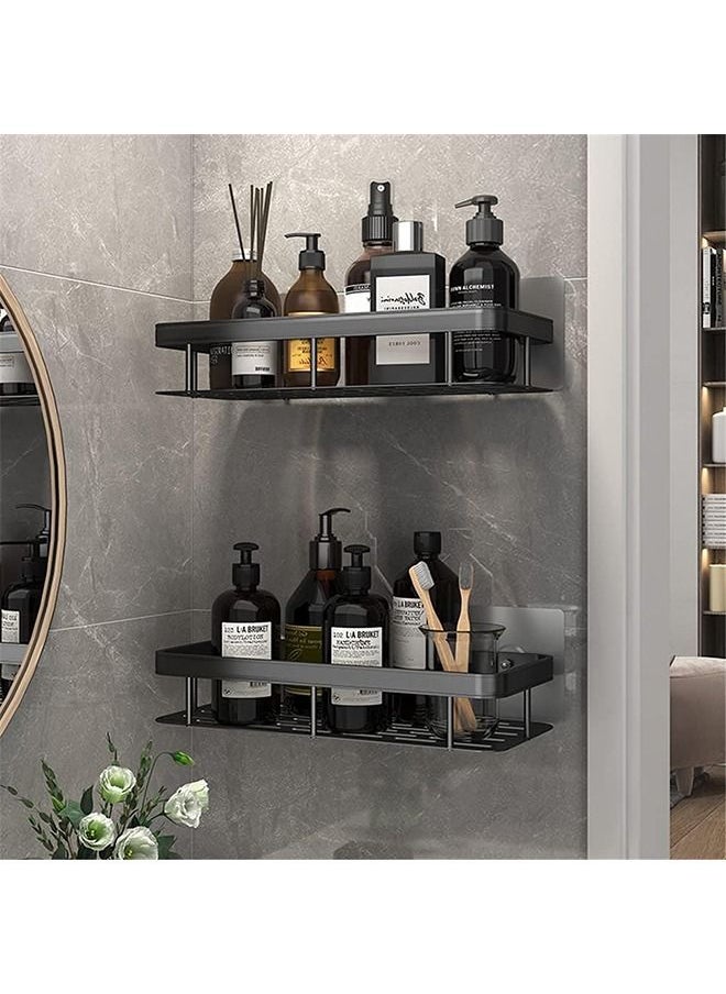 Arabest - Shower Caddy, No Drilling Adhesive Shower Shelf for Bathroom Storage, Rustproof Stainless Steel Shower Organizer Wall Mounted, 2 PCS (Black) - Image 1