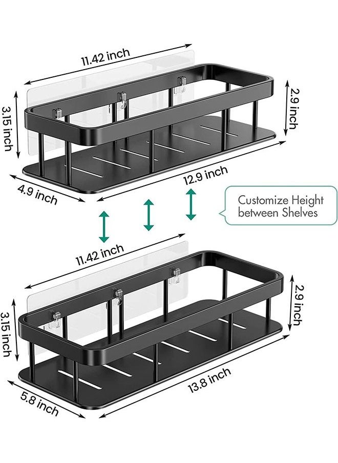 Arabest - Shower Caddy, No Drilling Adhesive Shower Shelf for Bathroom Storage, Rustproof Stainless Steel Shower Organizer Wall Mounted, 2 PCS (Black) - Image 1