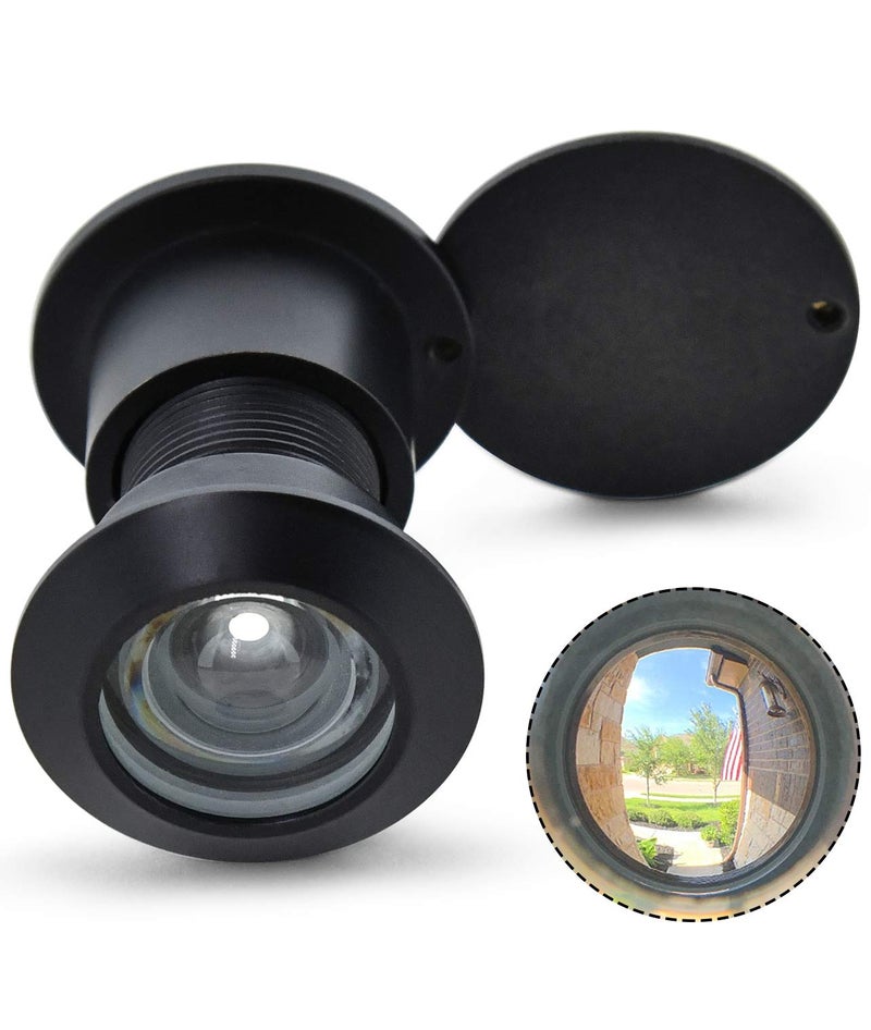 Earl Diamond - Solid Brass Door Viewer Peephole, 220-Degree Security Peephole with Heavy Duty Rotating Privacy Cover for 1-21/32" to 2-1/8" Doors for Home Office Hotel - Modern Black Finish - Image 1