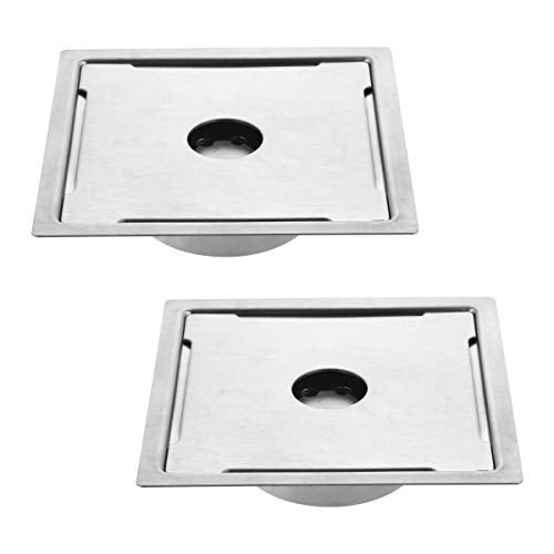 Ruhe® Floor Drain Trap/Jali | 304 Grade Stainless Steel Diamond Floor Drain/Jali Square with Trap Set of 2 (with Hole) (5 x 5 inches) - Image 1