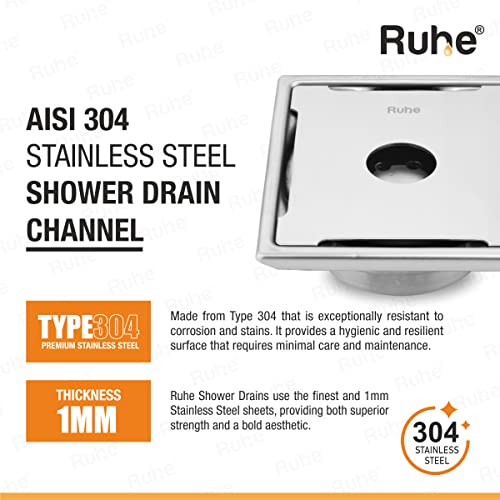 Ruhe® Floor Drain Trap/Jali | 304 Grade Stainless Steel Diamond Floor Drain/Jali Square with Trap Set of 2 (with Hole) (5 x 5 inches) - Image 4