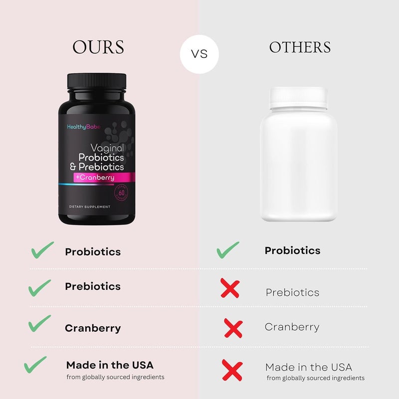 Healthy Babe Vaginal Probiotics for Women  Prebiotics  Cranberry Pills pH Balance Healthy Odor Yeast Immune Support Positive Microbiome Health Womens Acidophilus Probiotic 60 Vegan Capsules - Image 4