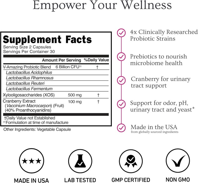 Healthy Babe Vaginal Probiotics for Women  Prebiotics  Cranberry Pills pH Balance Healthy Odor Yeast Immune Support Positive Microbiome Health Womens Acidophilus Probiotic 60 Vegan Capsules - Image 5