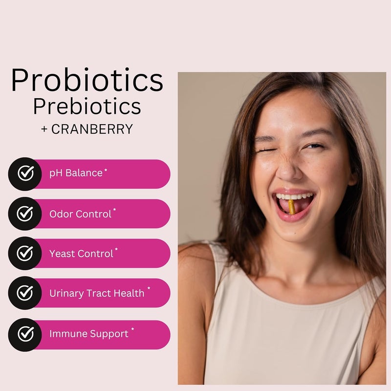 Healthy Babe Vaginal Probiotics for Women  Prebiotics  Cranberry Pills pH Balance Healthy Odor Yeast Immune Support Positive Microbiome Health Womens Acidophilus Probiotic 60 Vegan Capsules - Image 3