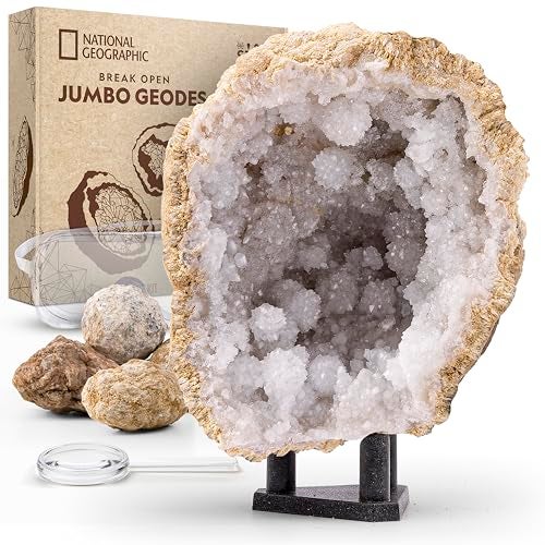 Blue Marble National Geographic Break Open 5 Jumbo Geodes - Earth Science Kit with 5 Premium, Extra-Large Geodes with Crystals, Goggles & Display Stands, Science Gifts, Fun Stuff for Kids (Amazon Exclusive) - Image 1