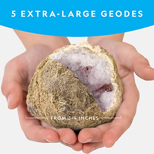 Blue Marble National Geographic Break Open 5 Jumbo Geodes - Earth Science Kit with 5 Premium, Extra-Large Geodes with Crystals, Goggles & Display Stands, Science Gifts, Fun Stuff for Kids (Amazon Exclusive) - Image 3