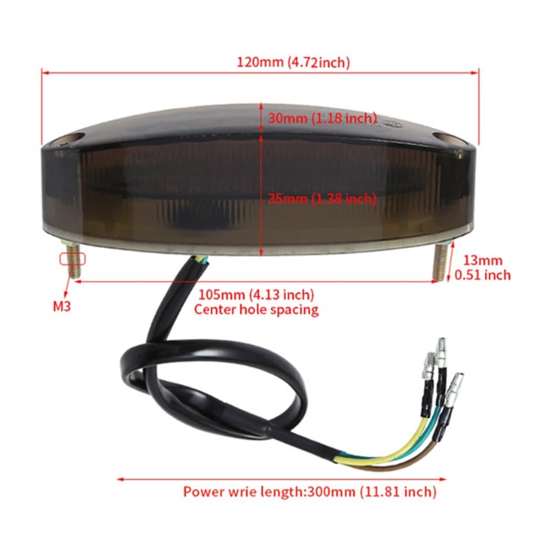 BlyilyB DC12V Dual Color Motorcycle ATV Tail Light White Color For License Plate Light and Red Color For Tail Light Brake Stop Light Lamp (Pack of 1) - Image 3
