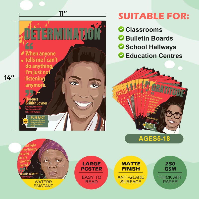 Eshwb Black History Month Decorations Posters 15PCS Black History Month Bulletin Board Decorations, Juneteenth Posters for Classroom, African American Traditional Festival Decor - Image 2