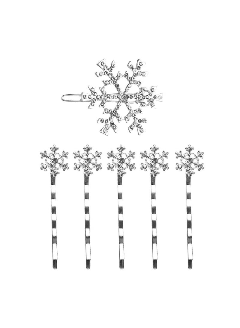 JustMyDress Snowflake Hair Clip Pins for Women Girls Snowflake HairPins Hair Accessories JA99 White 