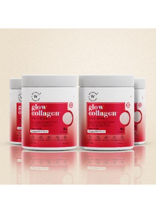 WELLBEING NUTRITION Glow Korean Marine Collagen Skin Radiance Peptide 8g | Active Glutathione, Vitamin C, E, Resveratrol | Reduce Pigmentation, Dark Spots & Brighten Skin Tone | Tropical Bliss, 250gms