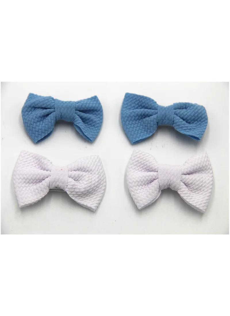 D'Daniela Nisha Ribbon Bow Clip Set For Babies and Girls -  Blue & White