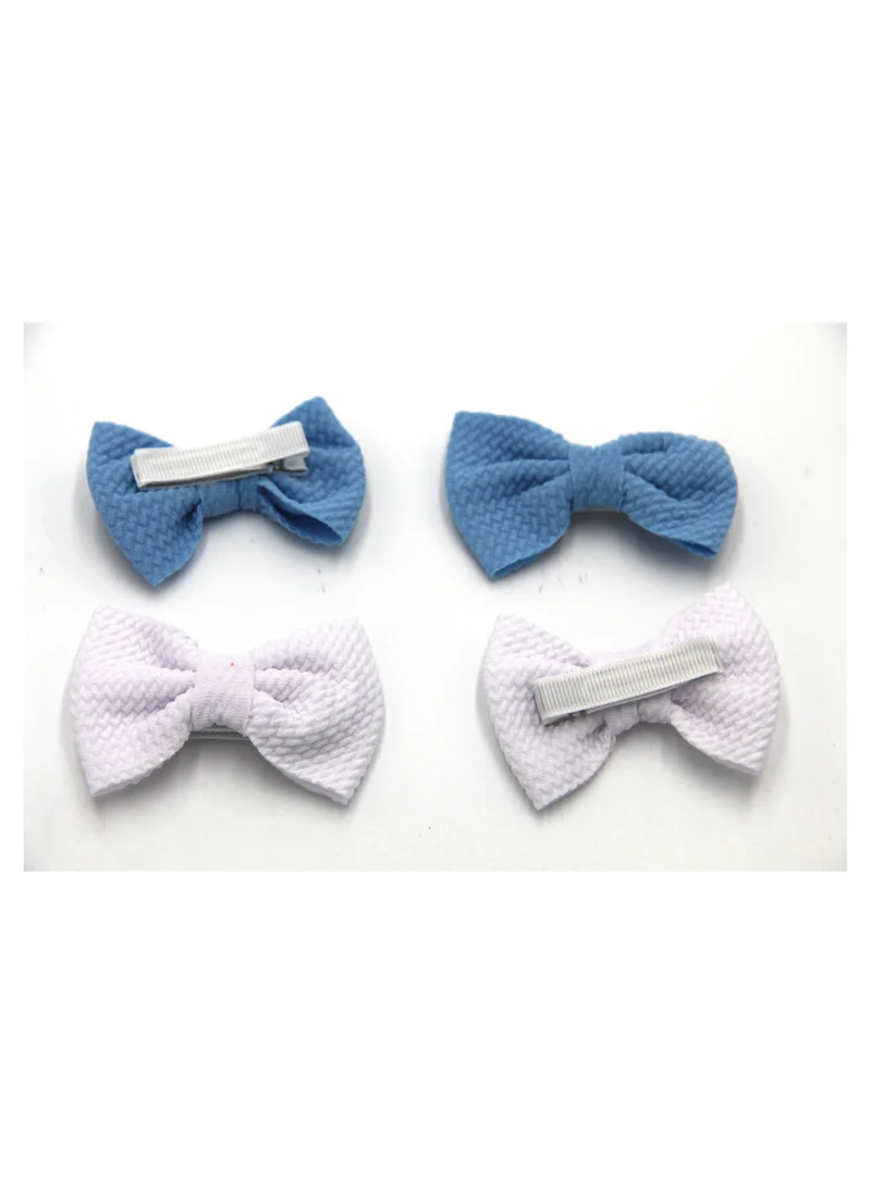 D'Daniela Nisha Ribbon Bow Clip Set For Babies and Girls -  Blue & White