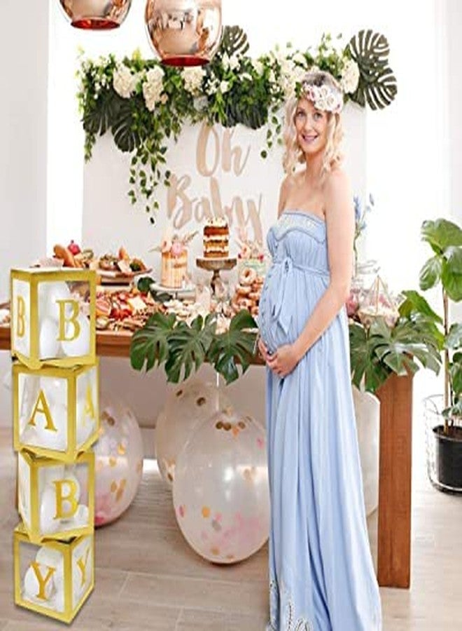 Selibration سيليبريشن | صندوق حروف شفاف من الورق المقوى مع بالونات (ذهبي) لحفلات استقبال المولود، وزينة عيد الميلاد الأول، وحفلات تسمية المولود، وديكورات أعياد ميلاد الأطفال (4 قطع في مجموعة واحدة) - Image 4