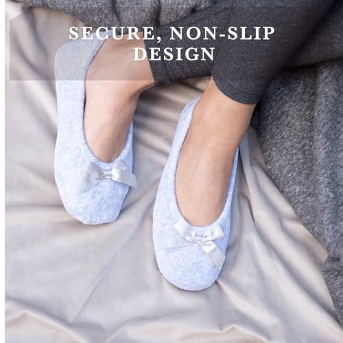isotoner Women's Indoor/Outdoor Classic Terry Ballerina Slippers with Non-slip Sole, Heather Grey, 8-9 - Image 5