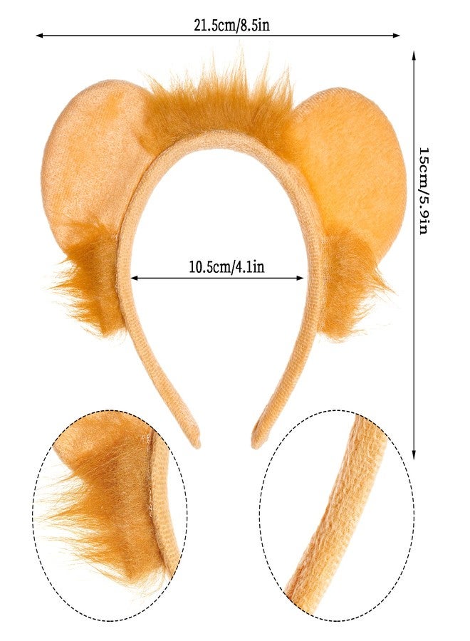 Jmkcoz Lion Ears Headband Tail Bowtie Tutu Costume Set, Lion Halloween Animal Fancy Dress Up Cosplay Party Favor - Image 2