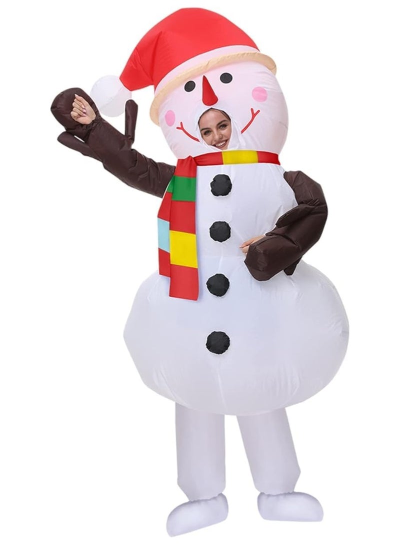 VUCATIN Santa Claus Inflatable Costume Xmas Santa Blow Up Suit Santa Christmas Costume Jumpsuit for FestivalParty Suitable for Height 59-74" (Snowman-A)  - Image 1