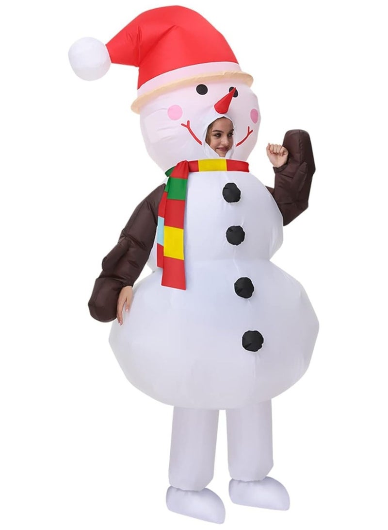 VUCATIN Santa Claus Inflatable Costume Xmas Santa Blow Up Suit Santa Christmas Costume Jumpsuit for FestivalParty Suitable for Height 59-74" (Snowman-A)  - Image 2
