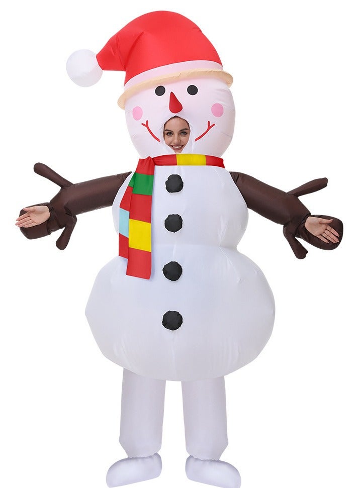 VUCATIN Santa Claus Inflatable Costume Xmas Santa Blow Up Suit Santa Christmas Costume Jumpsuit for FestivalParty Suitable for Height 59-74" (Snowman-A)  - Image 4