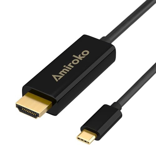 Amiroko USB C to HDMI Cable 6FT, USB 3.1 Type C (Thunderbolt 3 Compatible) to HDMI 4K Cable for MacBook Pro 2016, MacBook 12", Chromebook Pixel, Galaxy S8/S8+ etc to HDTV, Monitor, Projector - Image 1