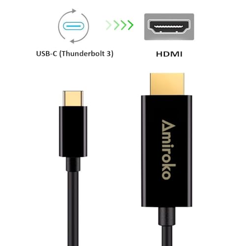 Amiroko USB C to HDMI Cable 6FT, USB 3.1 Type C (Thunderbolt 3 Compatible) to HDMI 4K Cable for MacBook Pro 2016, MacBook 12", Chromebook Pixel, Galaxy S8/S8+ etc to HDTV, Monitor, Projector - Image 3